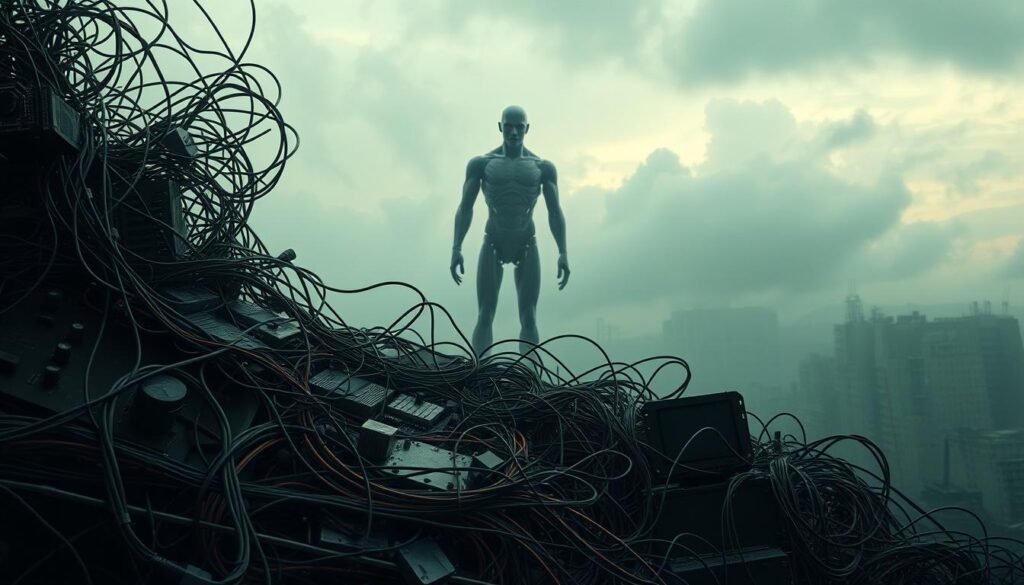A-complex-tangle-of-circuits-wires-and-electronic-components-fill-the-foreground-symbolizing-1024x585 AI Innovations Improving Mental Health
