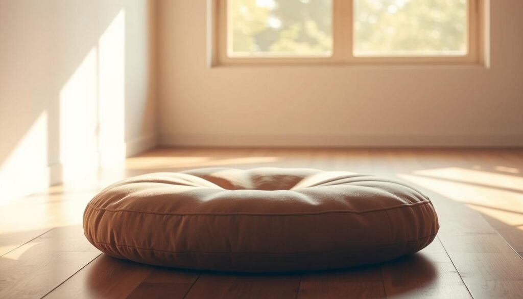 A-meditation-cushion-resting-on-a-wooden-floor-bathed-in-warm-diffused-natural-light-1024x585 Guided Meditation Accessories for a Calming Practice