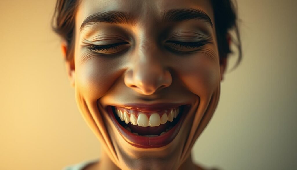A-persons-face-eyes-closed-mouth-open-in-a-wide-genuine-smile-showing-teeth.-The-1024x585 Boost Your Mental Wellbeing with the Power of Laughter