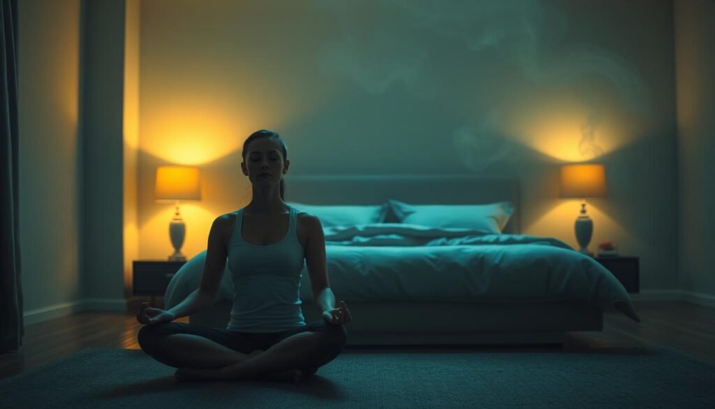 A-serene-dimly-lit-bedroom-with-soft-warm-lighting-casting-a-peaceful-glow.-In-the-1024x585 Discover the Best Mindfulness Apps for Sleep