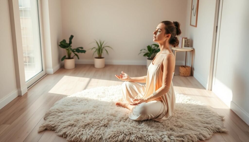 A-serene-indoor-scene-with-a-person-sitting-cross-legged-on-a-fluffy-rug-practicing-mindful-1024x585 Mindful Health Practices: Achieve Balance and Wellness