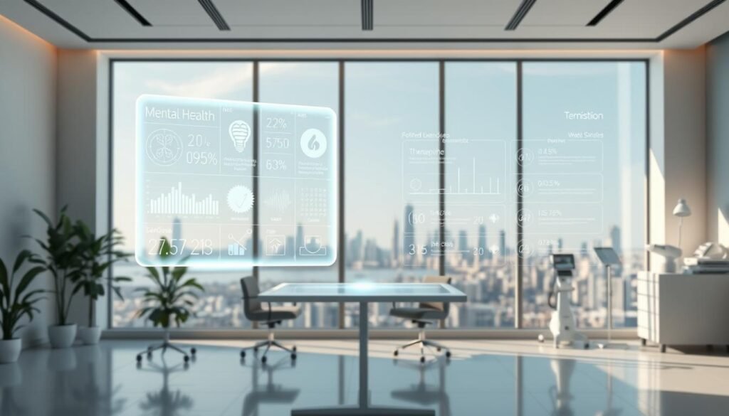 A-serene-minimalist-office-space-with-a-large-window-overlooking-a-tranquil-city-skyline.-In-1024x585 Revolutionize Your Wellbeing with Virtual AI Therapy