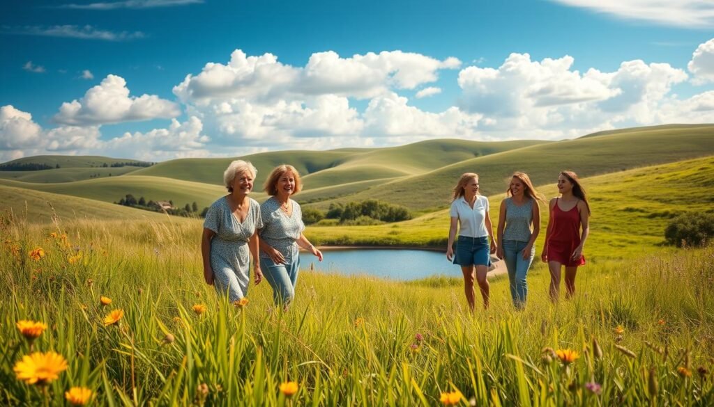 A-serene-sunlit-meadow-with-lush-verdant-grass-and-vibrant-wildflowers.-In-the-foreground-a--1024x585 Boost Your Mental Wellbeing with the Power of Laughter
