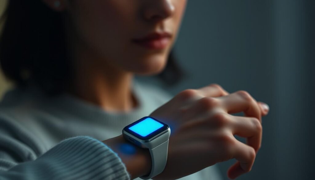 An-intimate-scene-of-a-person-interacting-with-an-AI-powered-health-wearable-device.-The-1024x585 Embrace AI Wellness Apps for a Balanced Lifestyle