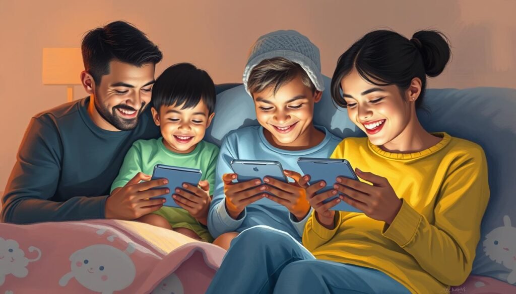 Generate-an-image-of-a-family-using-Smiling-Mind-on-their-devices-together-before-bed-1024x585 Discover the Best Mindfulness Apps for Sleep