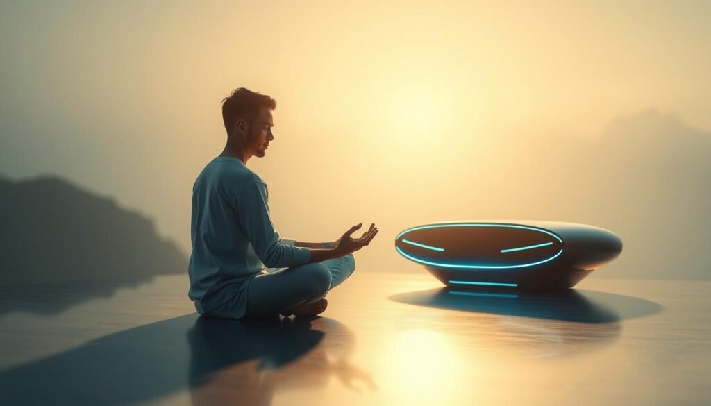 Generate-an-image-of-a-person-meditating-with-a-futuristic-AI-powered-device-1024x585 Discover the Best AI Meditation Tools