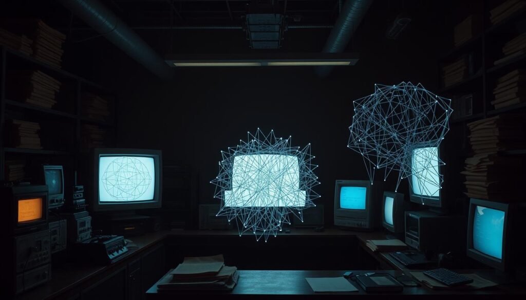 A-dimly-lit-laboratory-illuminated-by-the-soft-glow-of-vintage-computer-monitors.-In-the-1024x585 AI in Psychology: Innovations and Implications