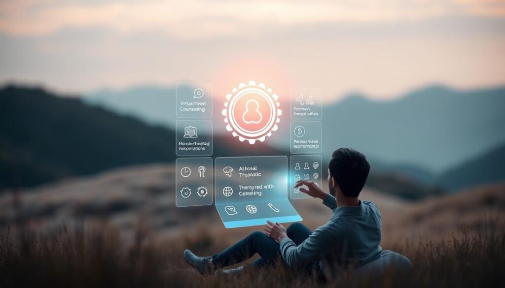 A-serene-and-inviting-digital-landscape-where-a-warm-glow-emanates-from-a-central-hub-1024x585 AI Therapy Tools: Revolutionize Your Mental Health
