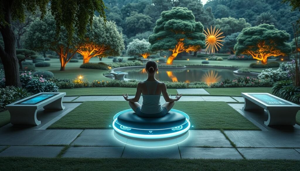 A-serene-garden-setting-with-futuristic-tech-enhanced-meditation-devices.-In-the-foreground-a-1024x585 How AI and Mindfulness Can Improve Your Health