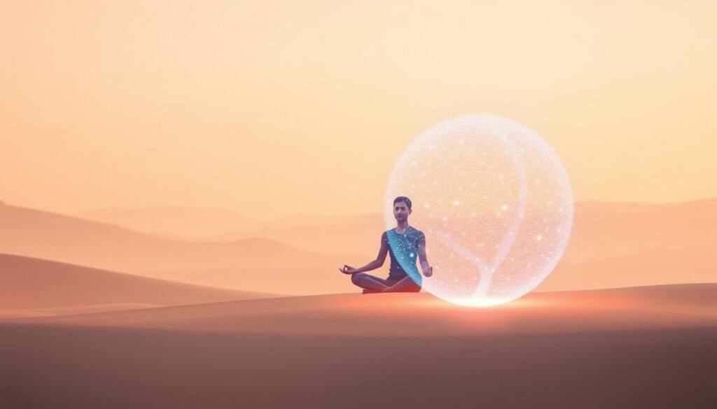 A-serene-minimalist-landscape-depicting-a-harmonious-fusion-of-AI-and-mindfulness.-In-the-1024x585 How AI and Mindfulness Can Improve Your Health