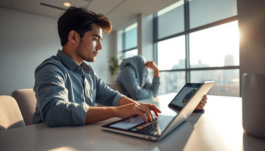 A-tranquil-modern-office-setting-with-a-large-window-overlooking-a-cityscape.-On-the-desk-a-1024x585 How can AI tools help me manage stress and anxiety?