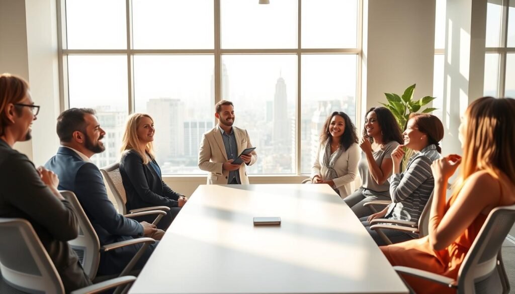 A-tranquil-sun-dappled-office-space-where-professionals-of-diverse-backgrounds-gather-to-1024x585 Stress-Busting Apps: Manage Anxiety with These Tools