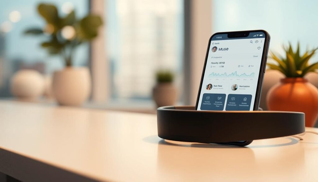 Generate-an-image-of-the-Muse-headband-and-its-accompanying-app-showing-real-time-biofeedback-1024x585 Discover How AI Can Personalize Your Meditation