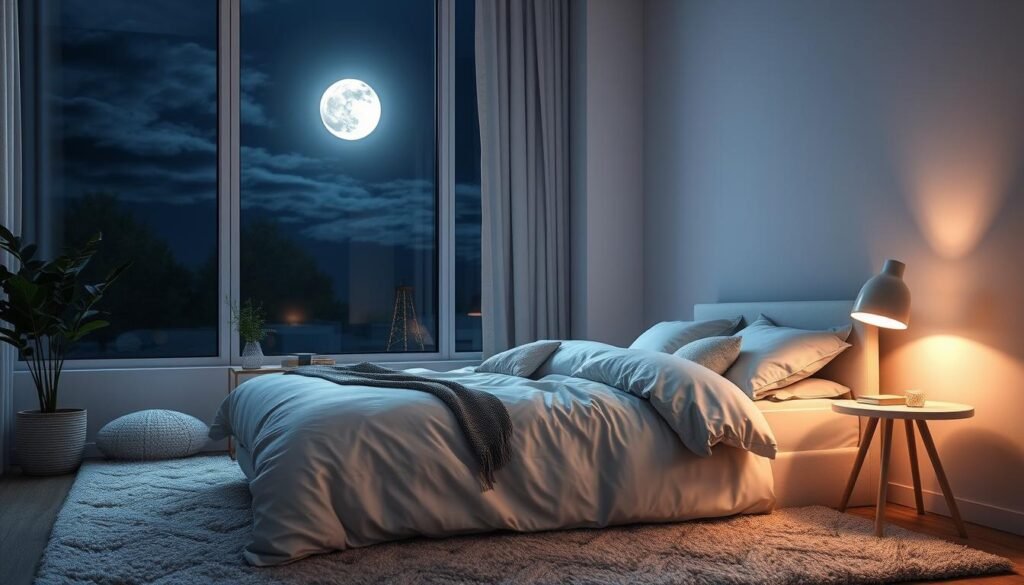 optimizing-sleep-environment-Serene-bedroom-with-soft-lighting-plush-bedding-and-minimalist-1024x585 Optimize Your Sleep with AI-Driven Tracking