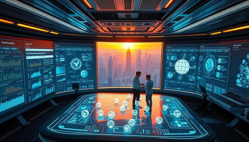 A-high-tech-control-center-with-holographic-displays-and-sleek-interfaces.-In-the-foreground-a-1024x585 Harness the Power of AI to Enhance Your Productivity