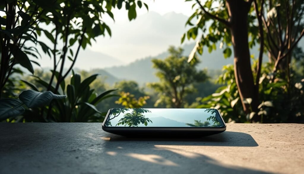 A-serene-garden-oasis-where-a-sleek-minimalist-tech-device-rests-on-a-smooth-stone-surface-1024x585 Can Technology Really Make You More Mindful?