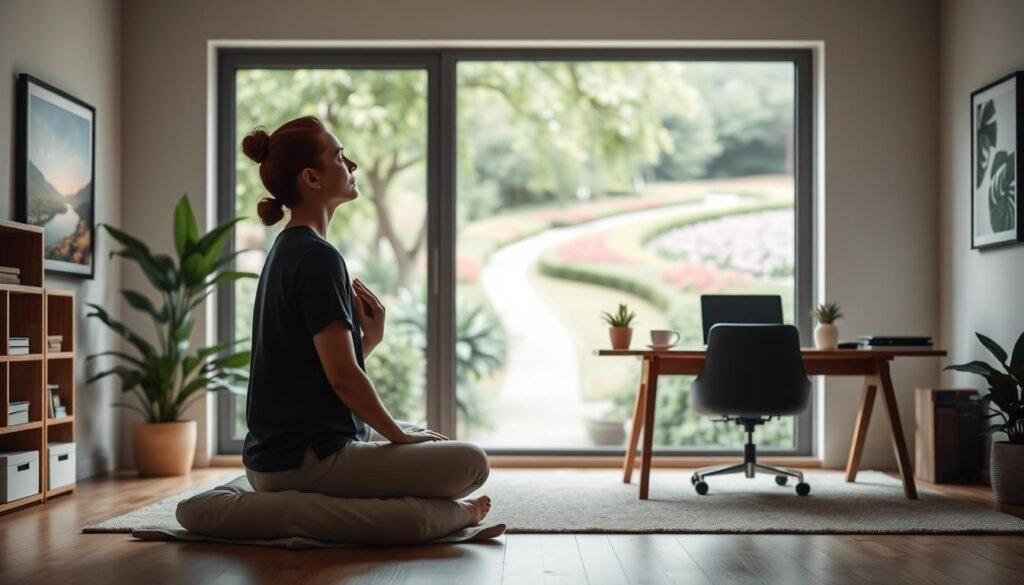 A-serene-office-space-with-a-large-window-overlooking-a-lush-green-garden.-In-the-foreground--1024x585 Mindfulness for Remote Workers: Stay Focused and Productive