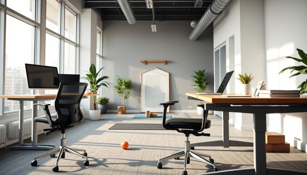 A-well-lit-modern-office-space-with-a-focus-on-workplace-wellness-tools.-In-the-foreground-a--1024x585 AI-Powered Stress Relief: Discover Effective Techniques