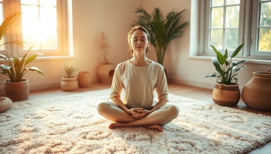 Peaceful-scene-of-a-person-sitting-cross-legged-on-a-soft-plush-carpet-engaged-in-guided-1024x585 Discover Mindfulness: Our AI Meditation App