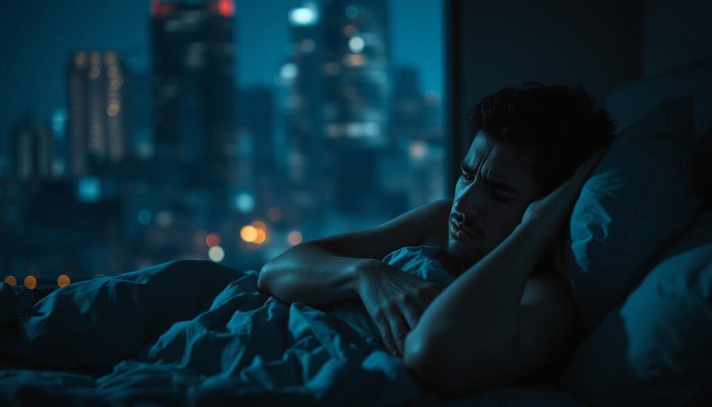 Stress-and-sleep-impact-A-somber-scene-of-a-person-tossing-and-turning-in-bed-their-face-1024x585 Crafting a "Digital Detox" Plan Using AI Schedulers